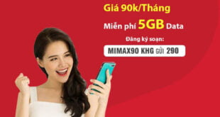 Đăng ký gói Mimax90 Viettel nhận ngay 5GB Data 3G/4G giá chỉ 90.000đ