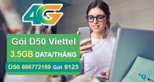 Đăng ký gói D50 của Viettel nhận ngay 3.5GB cho Dcom giá 50.000đ
