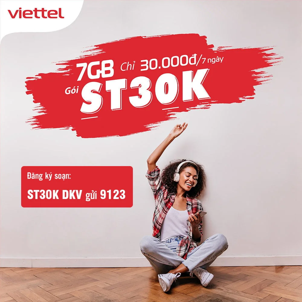 Đăng ký 4G Viettel 1 tuần có ngay 7GB Data tốc độ cao giá 30k