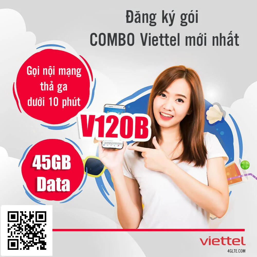 Đăng ký gói V120B Viettel có 1.5GB/ngày, gọi nội mạng thả ga giá 120k