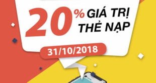 HOT: Viettel khuyến mãi tặng 20% giá trị thẻ nạp ngày vàng 31/10/2018