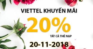 Viettel khuyến mãi tặng 20% giá trị ngày Nhà Giáo Việt Nam 20-11-2018