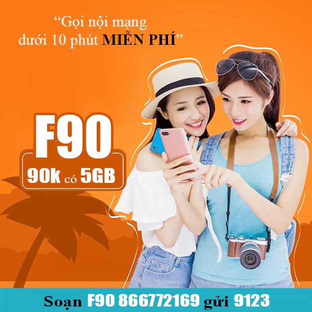 Đăng ký gói cước F90 Viettel giá 90.000đ ưu đãi 5GB/tháng