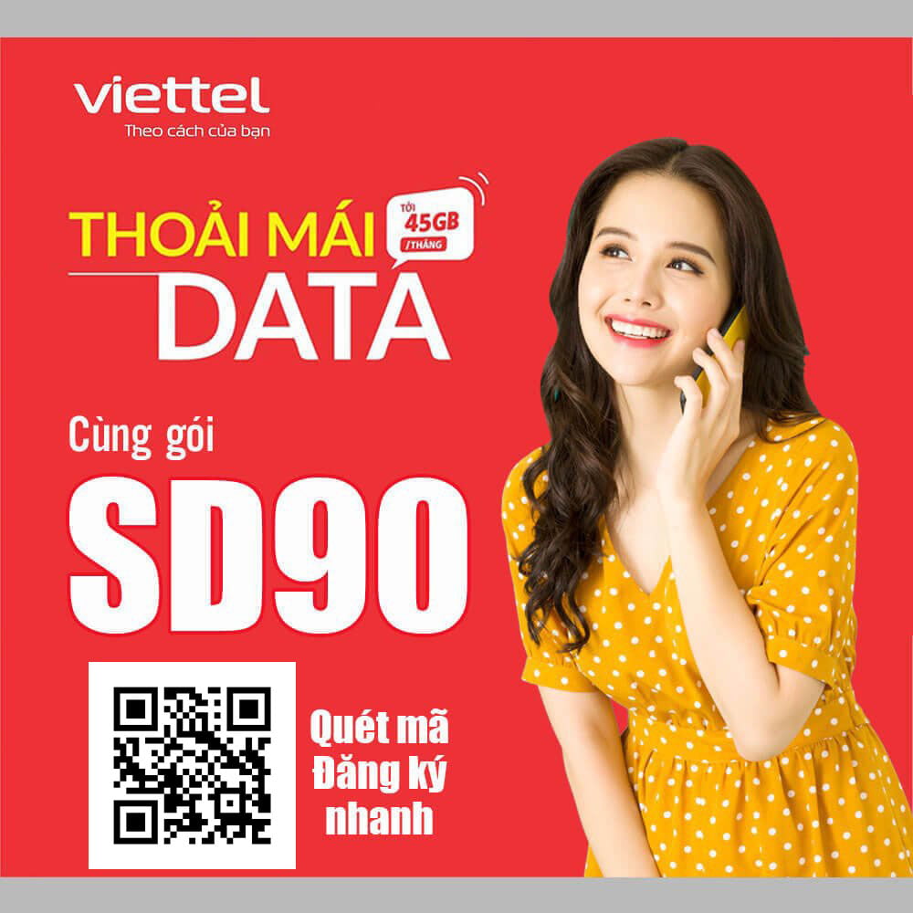 Đăng ký gói cước SD90 Viettel có 1.5GB 1 ngày giá 90k 1 tháng