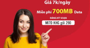 Đăng Ký Gói MI7D Viettel Có 700MB Sử Dụng 24h Giá rẻ 7.000đ