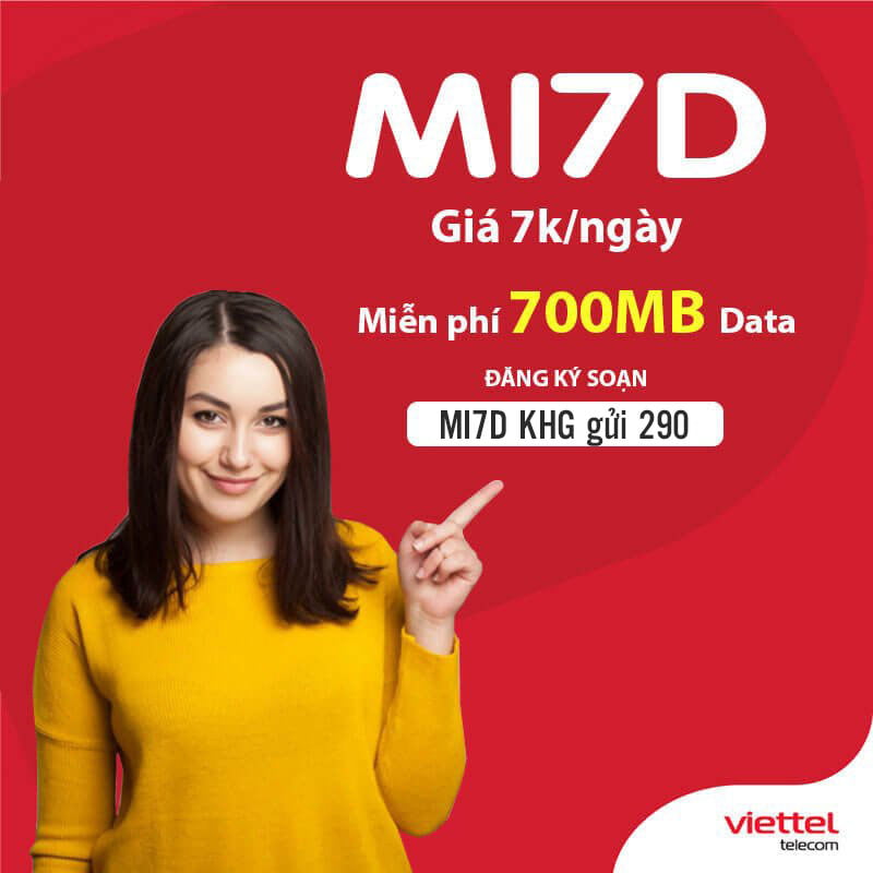 Đăng Ký Gói MI7D Viettel Có 700MB Sử Dụng 24h Giá rẻ 7.000đ