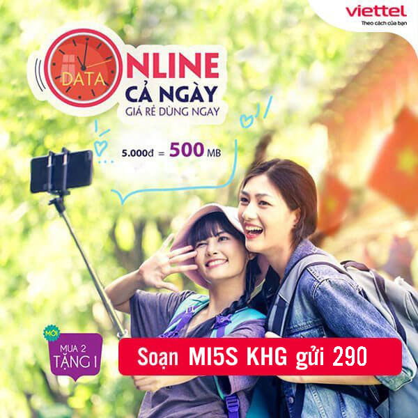 Đăng ký MI5S Viettel có ngay 500MB online cả ngày