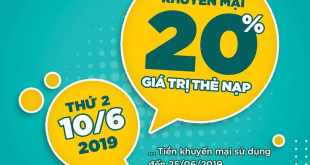 HOT: Khuyến mãi Viettel tặng 20% giá trị ngày vàng 10/06/2019