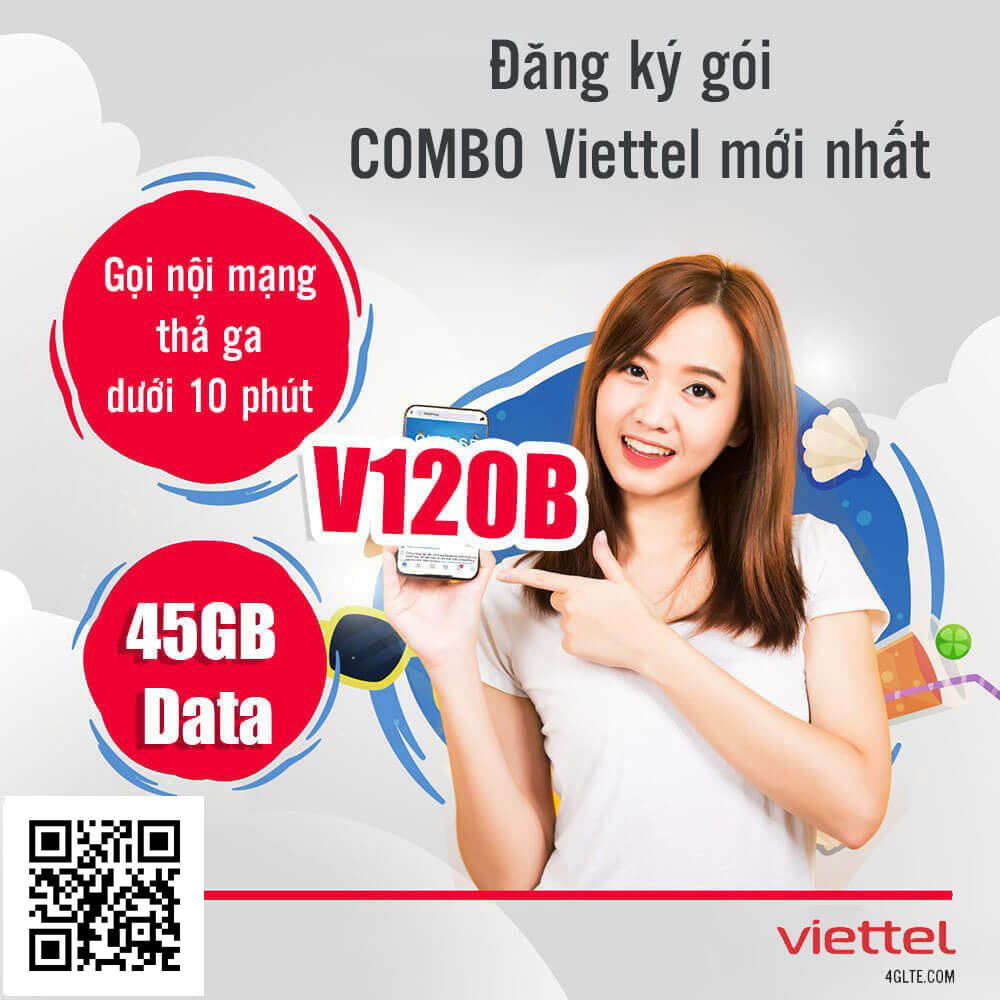 Đăng ký gói V120B Viettel có 1.5GB/ngày, gọi nội mạng thả ga giá 120k