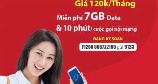 Đăng Ký Gói F120U Viettel Khuyến Mãi 7GB & Gọi Nội Mạng Miễn Phí
