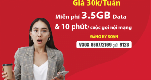 Đăng ký gói V30X Viettel có 500MB/ngày & miễn phí gọi nội mạng dưới 10 phút trong 7 ngày