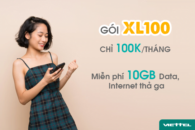 Gói XL100 Viettel miễn phí 10GB Data/tháng