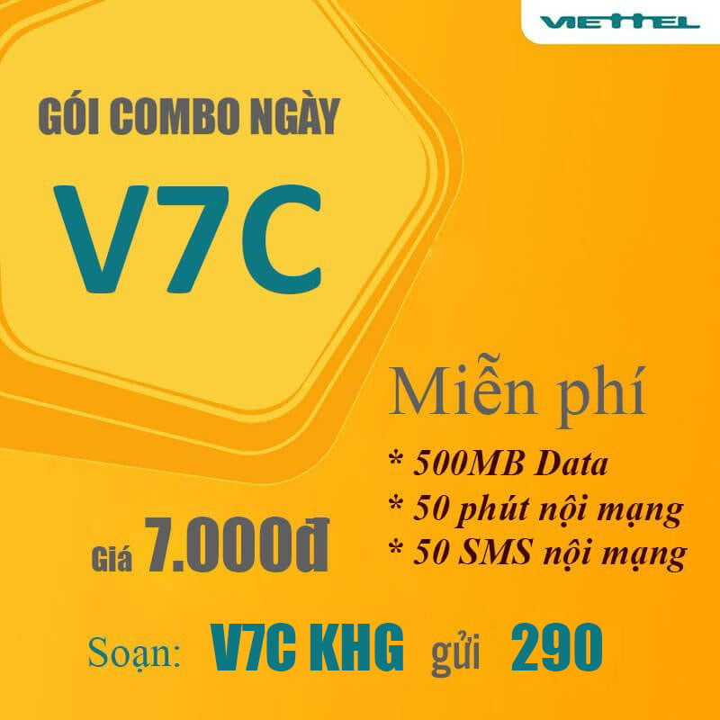 Đăng Ký Gói V7C Viettel Miễn Phí 50 Phút Nội Mạng & 500MB Data