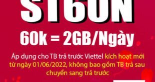 Đăng ký gói cước ST60N Viettel có 2GB 1 ngày giá 60k 1 tháng