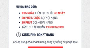 Đăng ký gói V90C Viettel miễn phí 30GB giá chỉ 90.000đ