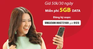 Đăng Ký Gói Umax50N Viettel Có 5GB Data trọn gói giá 50k/Tháng