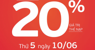 HOT: Viettel tặng 20% giá trị thẻ nạp ngày 10/06/2021