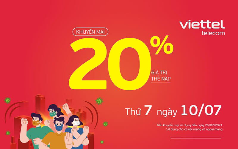 HOT: Viettel tặng 20% giá trị thẻ nạp ngày 10/07/2021