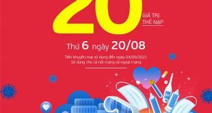 HOT: Viettel tặng 20% giá trị thẻ nạp ngày 20/08/2021