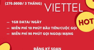 Đăng Ký Gói 3V90B Viettel Miễn Phí 1GB/Ngày & Gọi Nội Mạng 3 Tháng