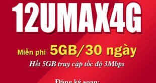 Đăng ký gói 12Umax4G Viettel có 5GB/tháng giá 600k/1 năm