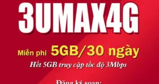 Đăng ký gói 3Umax4G Viettel có ngay 5GB/tháng giá 150k/3 tháng