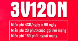 Đăng Ký Gói 3V120N Viettel Miễn phí 4GB/Ngày, Gọi Nội Mạng 3 Tháng