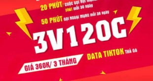 Đăng Ký Gói 3V120C Viettel KM 2GB/Ngày & Gọi Nội Mạng Giá 360.000đ