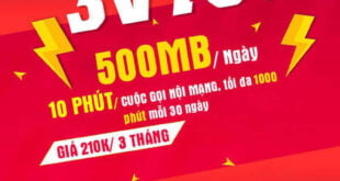 Đăng Ký Gói 3V70C Viettel KM 500MB/Ngày & Gọi Nội Mạng Giá 210.000đ