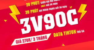 Đăng Ký Gói 3V90C Viettel KM 1GB/Ngày & Gọi Nội Mạng Giá 270.000đ