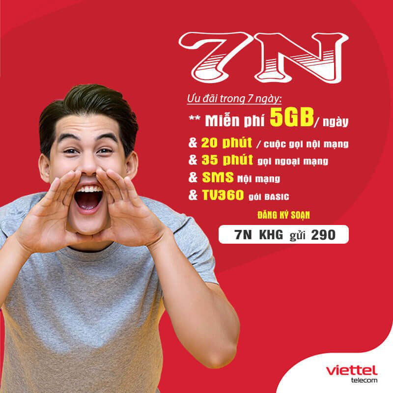 Đăng Ký Gói 7N Viettel Có Ngay 35GB & Gọi nội mạng 7 Ngày Giá 70k