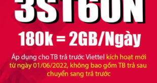 Đăng ký gói cước 3ST60N Viettel ( ST60N 3 tháng ) có 2GB 1 ngày