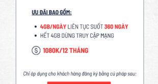 Đăng ký gói cước 12ST90N Viettel ( ST90N 12 tháng ) có 4GB 1 ngày