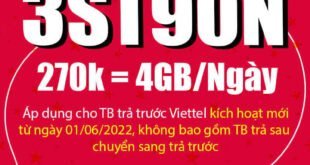 Đăng ký gói cước 3ST90N Viettel ( ST90N 3 tháng ) có 4GB 1 ngày