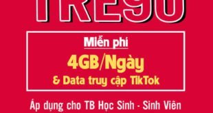 Đăng Ký gói TRE90 ( ST1SV ) Viettel miễn phí 4GB/ngày và Data TikTok