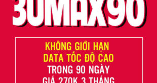 Đăng Ký Gói 3UMAX90 Viettel (UMAX90 3 Tháng) giá 270k