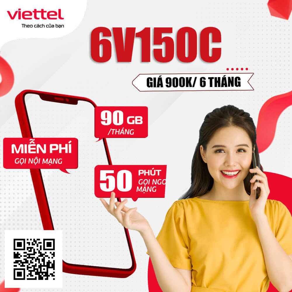 Đăng ký gói 6V150C Viettel (V150C 6 tháng) giá 900k 6 tháng