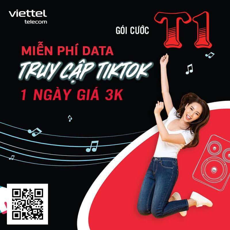 Đăng ký gói T1 Viettel miễn phí Data TikTok 1 ngày giá 3k