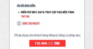 Đăng ký gói T30 Viettel miễn phí Data TikTok 1 tháng giá 30k