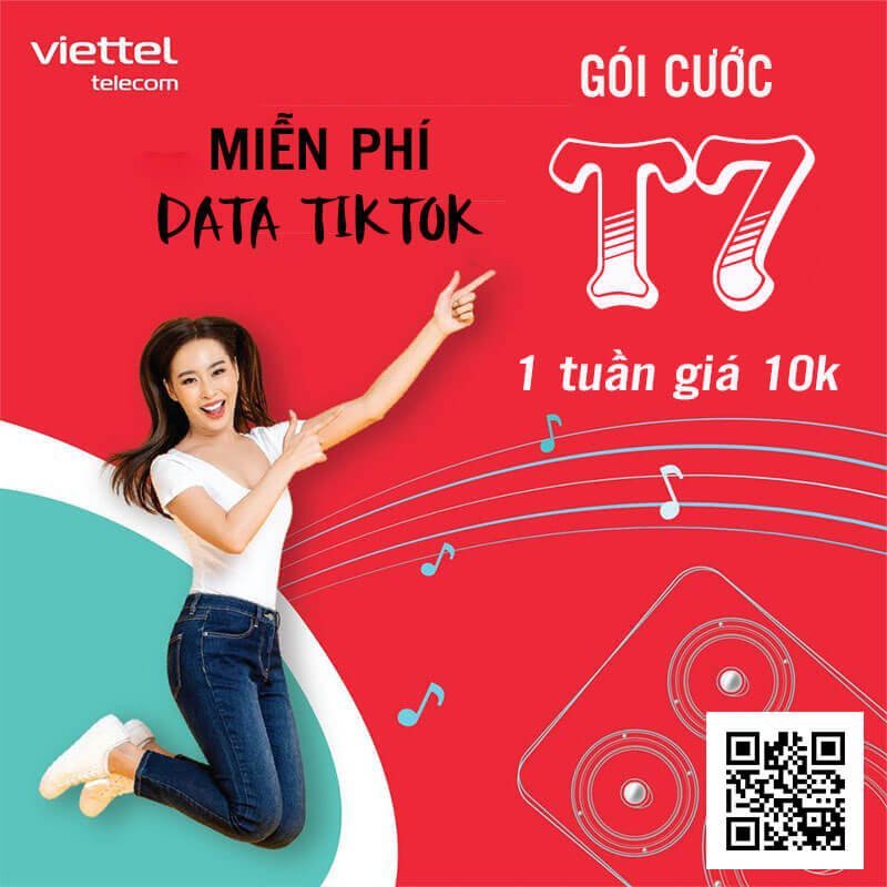Đăng ký gói T7 Viettel miễn phí Data TikTok 1 tuần giá 10k
