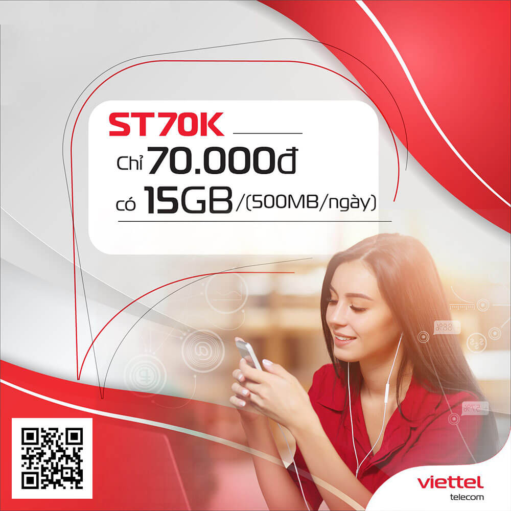 Đăng ký gói ST70K Viettel có 500MB/ngày