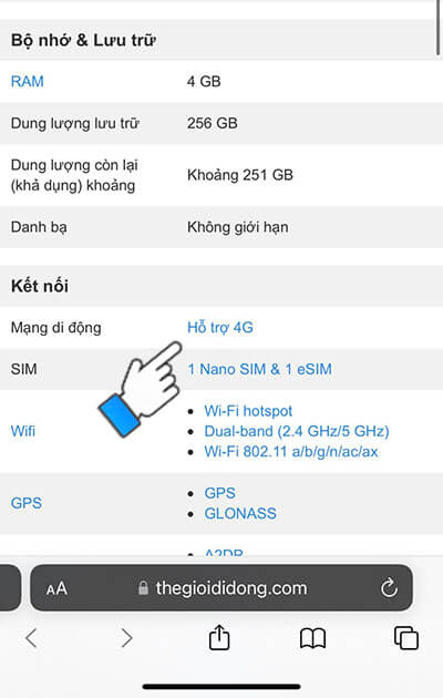 Kiểm tra điện thoại hỗ trợ 4G ngay trên website thegioididong.com