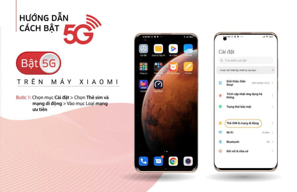 Bật mạng 5G trên điện thoại Xiaomi