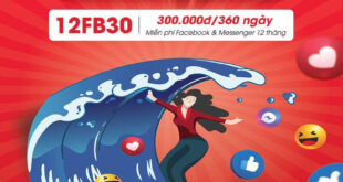 Gói 12FB30 của Viettel Không Giới Hạn Data Truy Cập Facebook 12 tháng