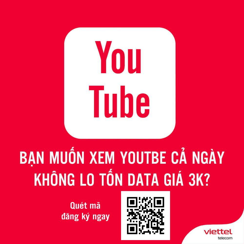 Đăng Ký Gói YT1 Viettel miễn phí Data truy cập Youtube 1 ngày