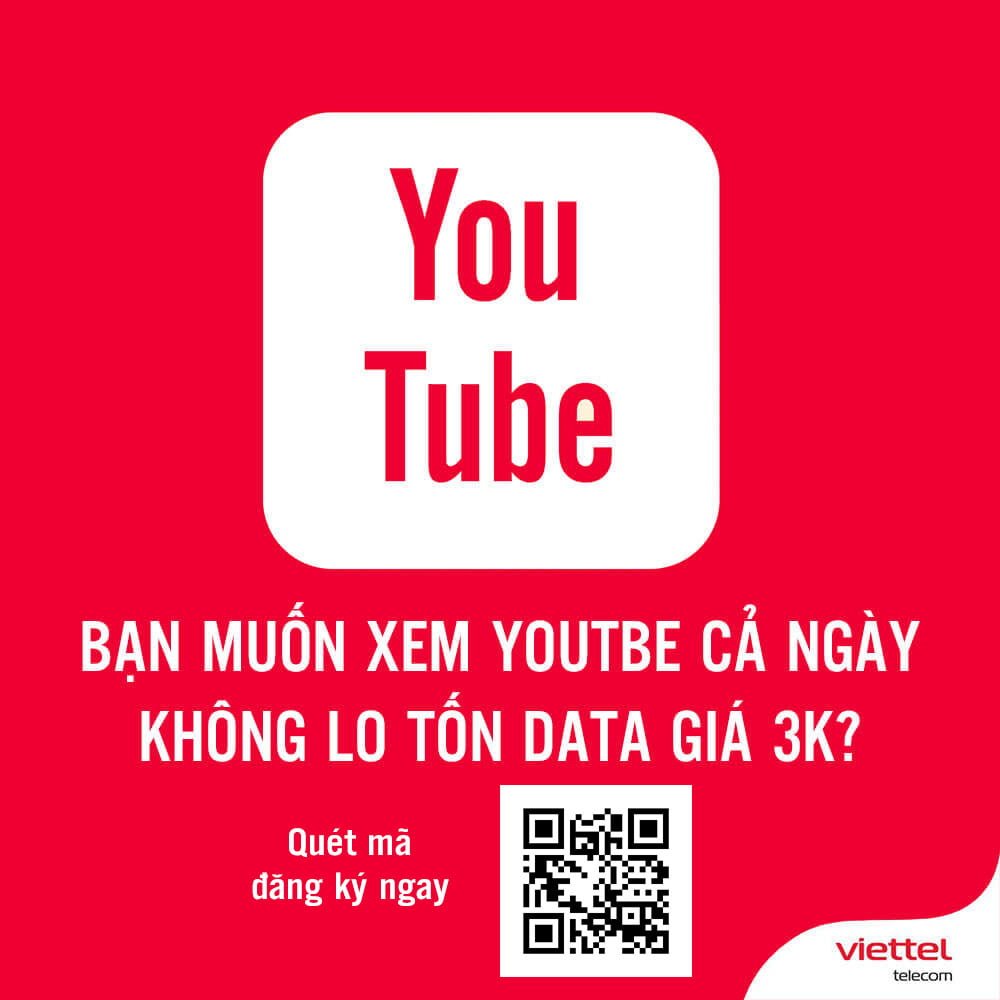 Đăng Ký Gói YT1 Viettel miễn phí Data truy cập Youtube 1 ngày