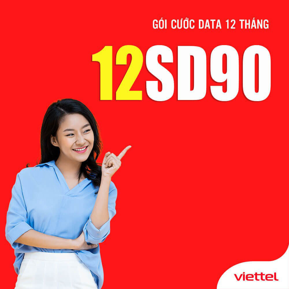 Đăng ký gói cước 12SD90 Viettel có 1.5GB 1 ngày trong 12 tháng