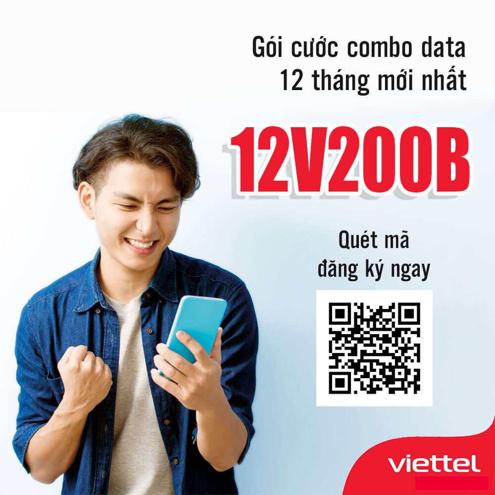 Đăng Ký Gói 12V200B Viettel Miễn Phí 8GB/Ngày & Gọi Nội Mạng 12 Tháng