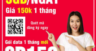 Đăng ký gói cước SD150 Viettel có 3GB 1 ngày giá 150k 1 tháng