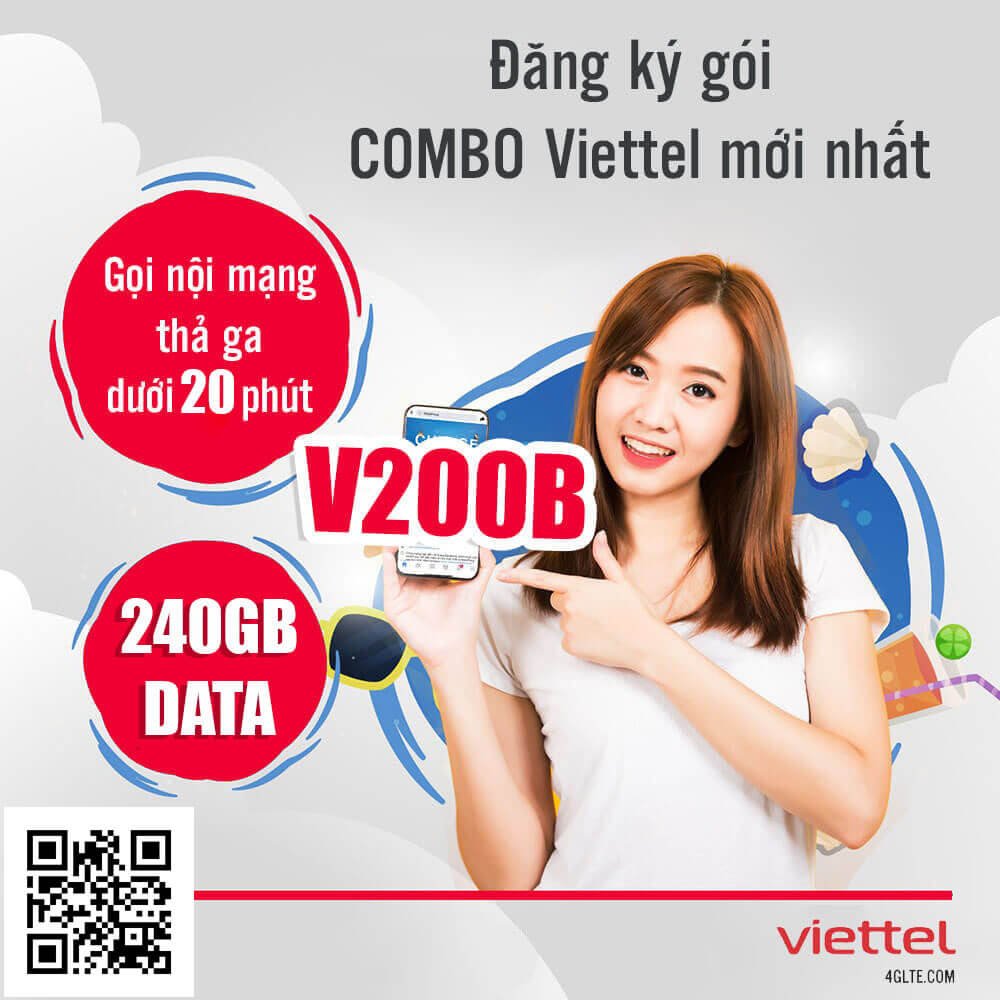 Đăng ký gói V200B Viettel có 3GB/ngày, gọi nội mạng thả ga giá 200k